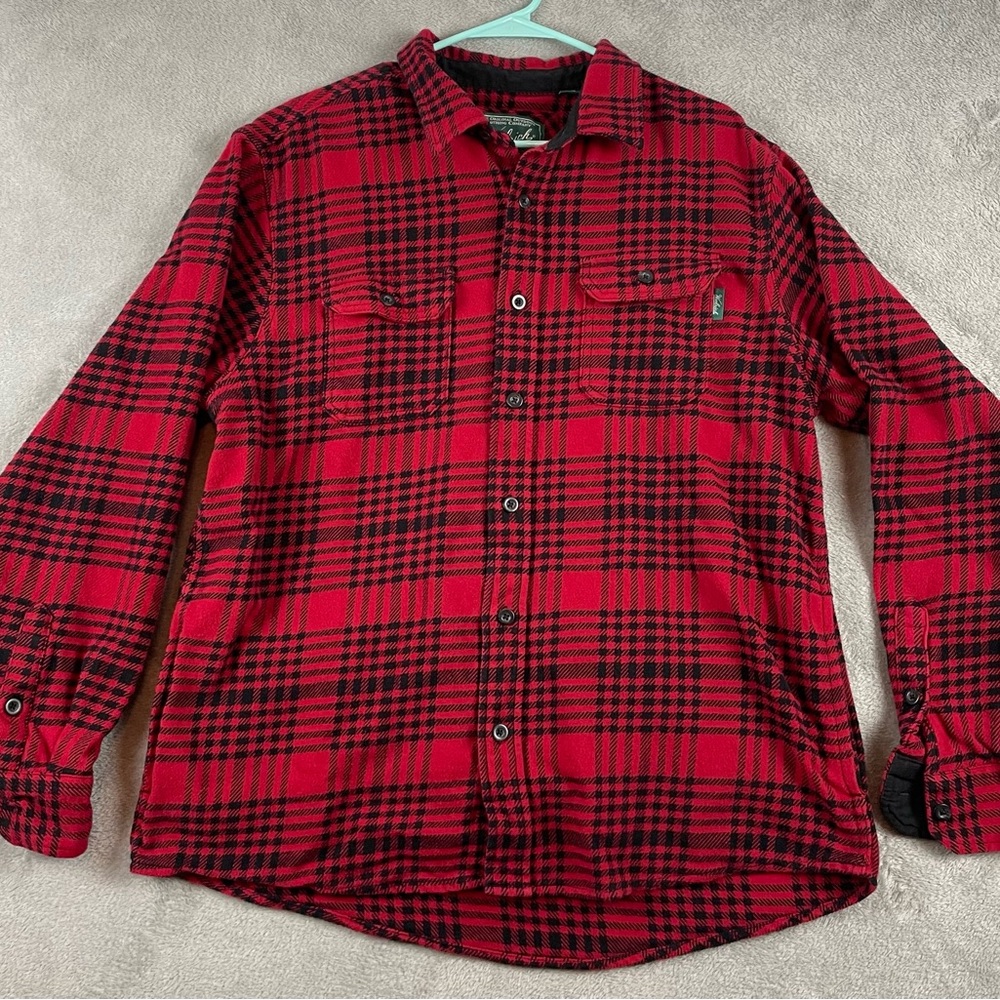 Woolrich Shacket Mens Xl Red Plaid Check Flannel … - image 1